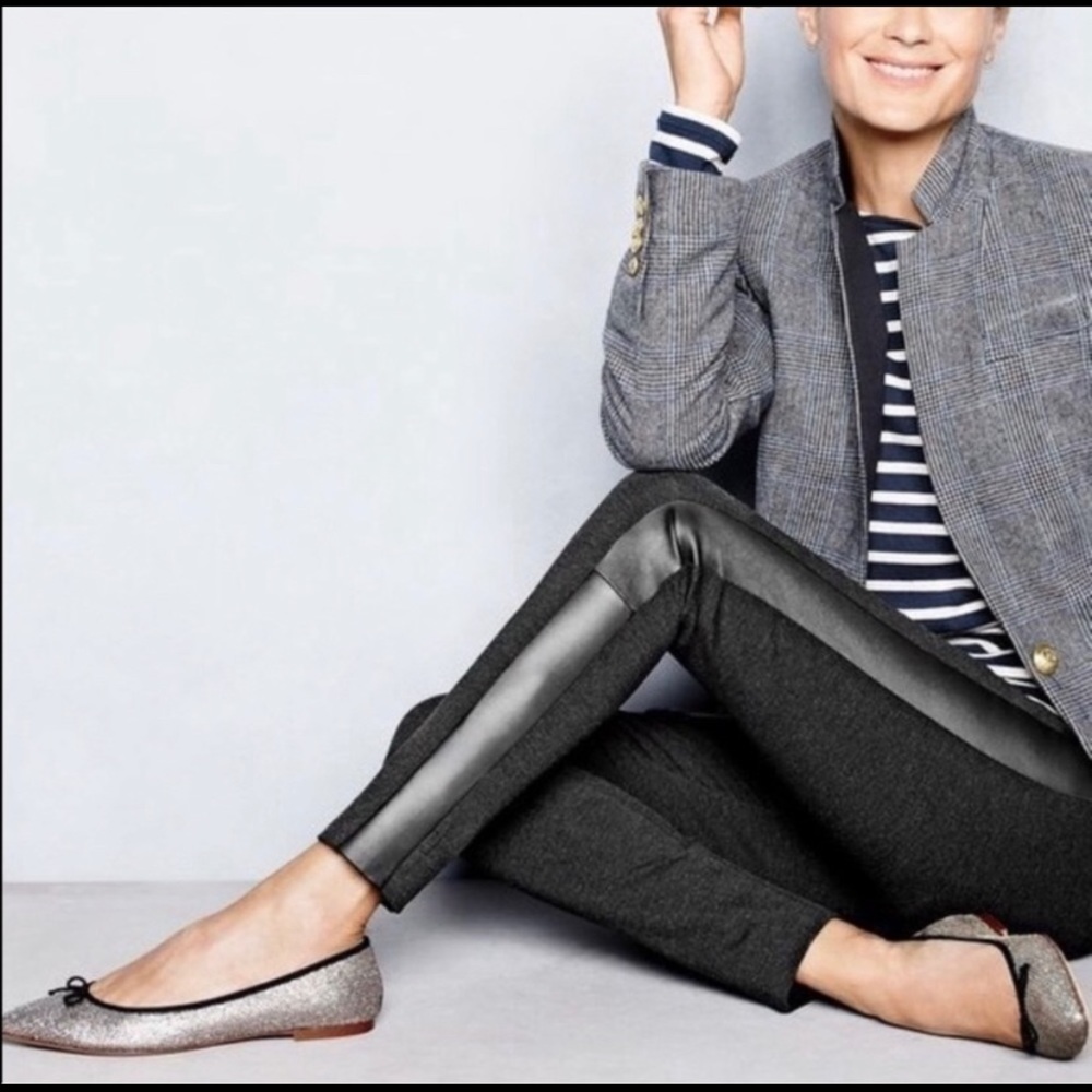 J.Crew Pixie pant in Leather tuxedo stripe